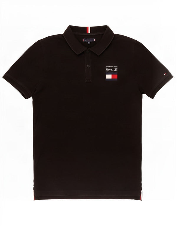 Tommy Hilfiger Boys Polo Shirt 14-15 Years Black Cotton