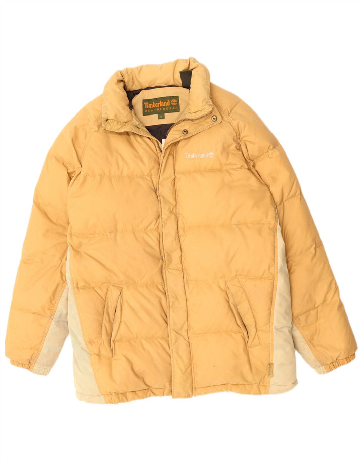 Timberland Mens Weathergear Oversized Padded Jacket UK 36 Small Yellow