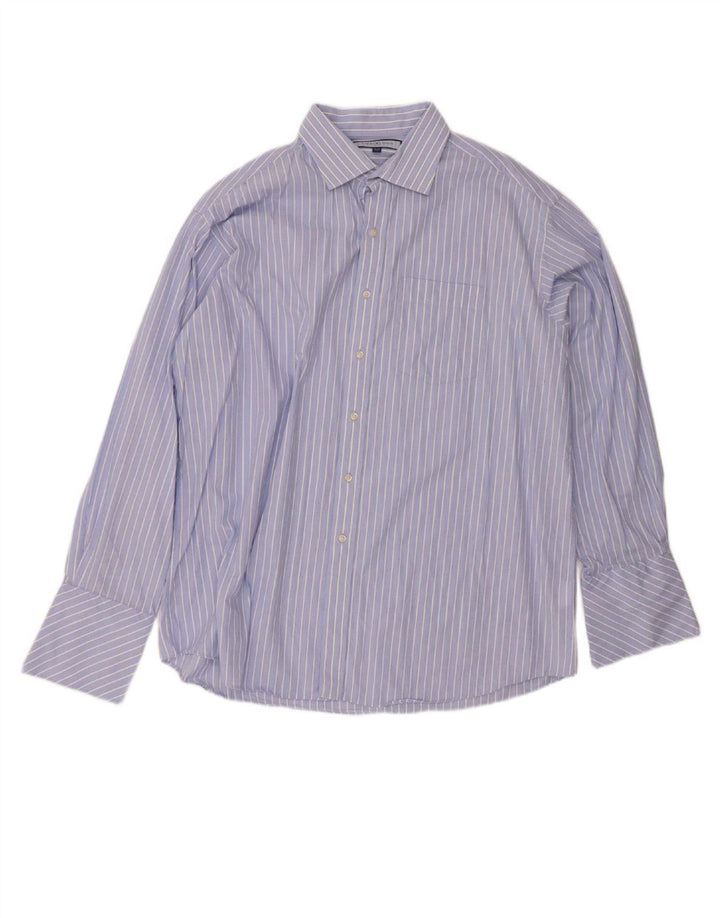 TOMMY HILFIGER Mens Ithaca Formal Shirt Size 17 1/2 XL Blue Striped