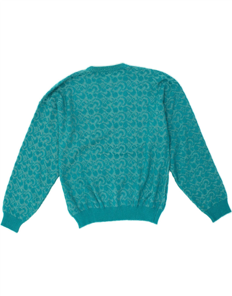 VINTAGE Womens Crew Neck Jumper Sweater IT 50 Medium Turquoise Paisley | Vintage Vintage | Thrift | Second-Hand Vintage | Used Clothing | Messina Hembry 