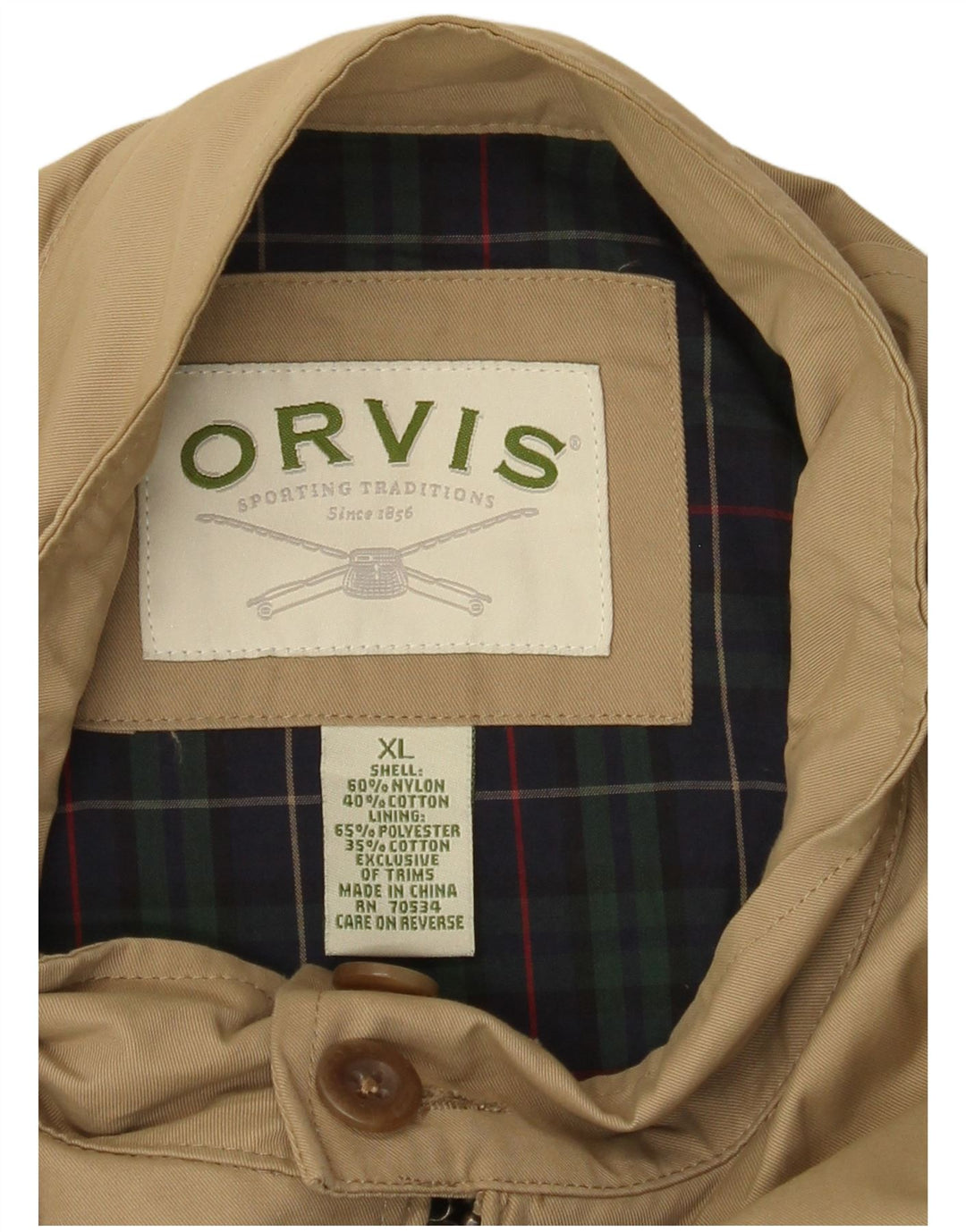 Orvis Mens Bomber Jacket UK 42 XL Beige Nylon