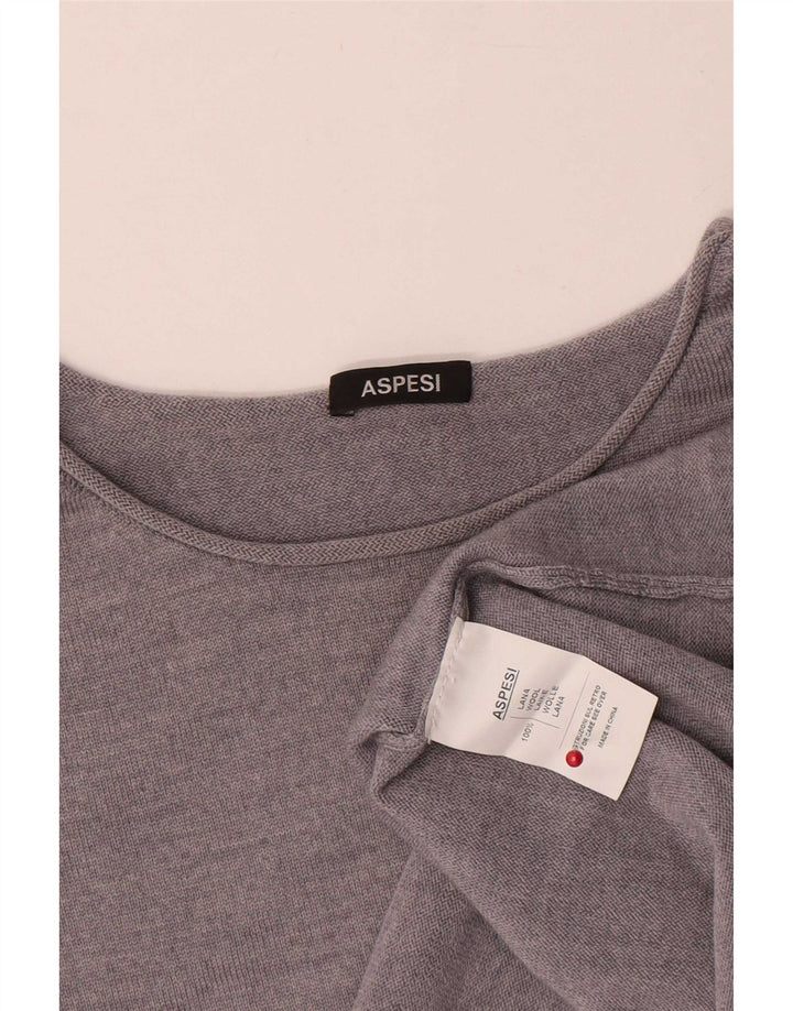 Aspesi Womens Boat Neck Jumper Sweater UK 16 Large Grey Wool