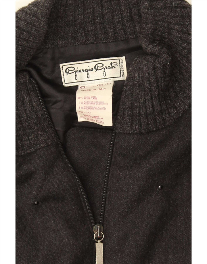 Giorgio Grati Womens Oversized Bomber Jacket IT 40 Small Black Wool