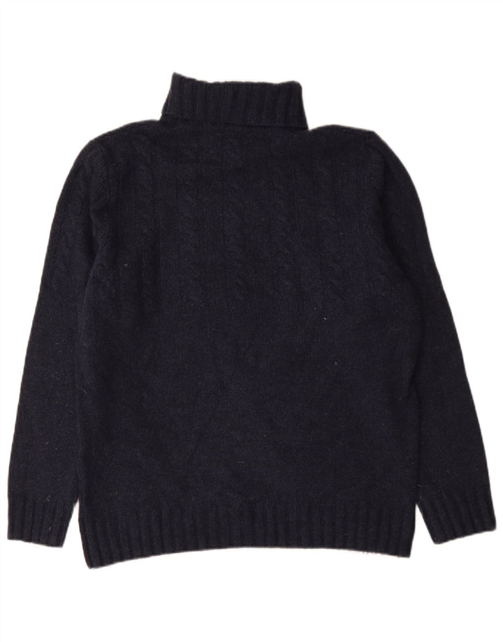 Barbour Mens Roll Neck Jumper Sweater Large Navy Blue Wool