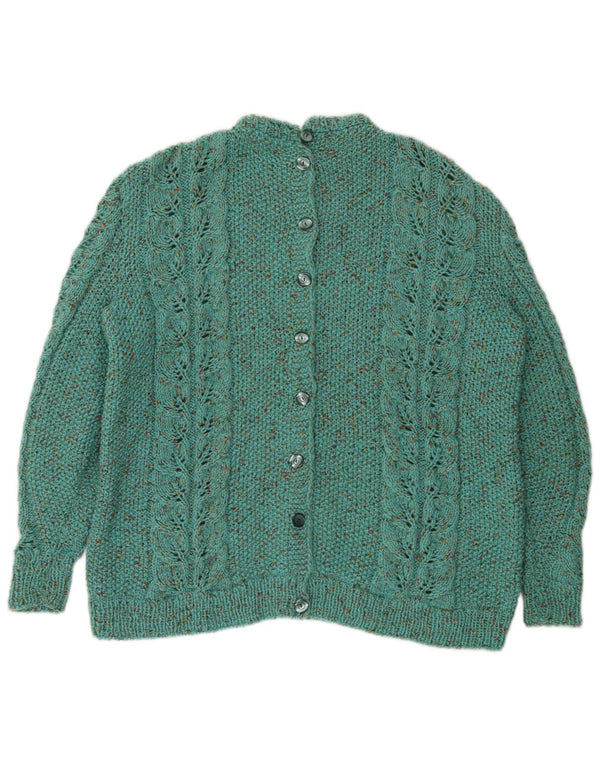 Vintage Womens Cardigan Sweater UK 16 Large Turquoise Flecked
