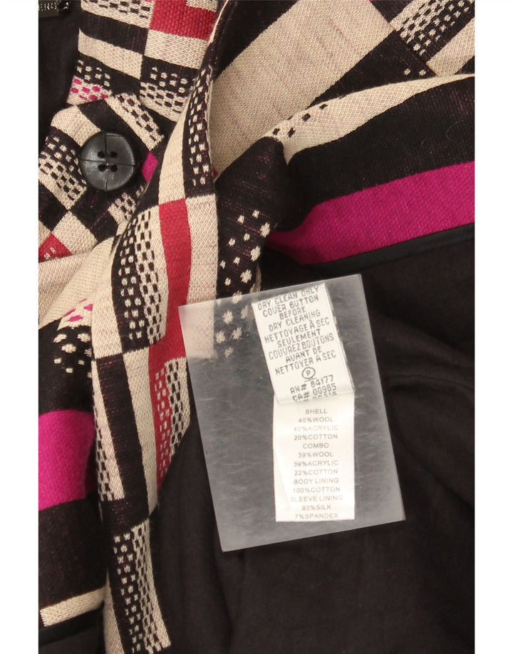 DIANE FURSTENBERG Womens Overcoat US 12 Large Multicoloured Geometric Wool