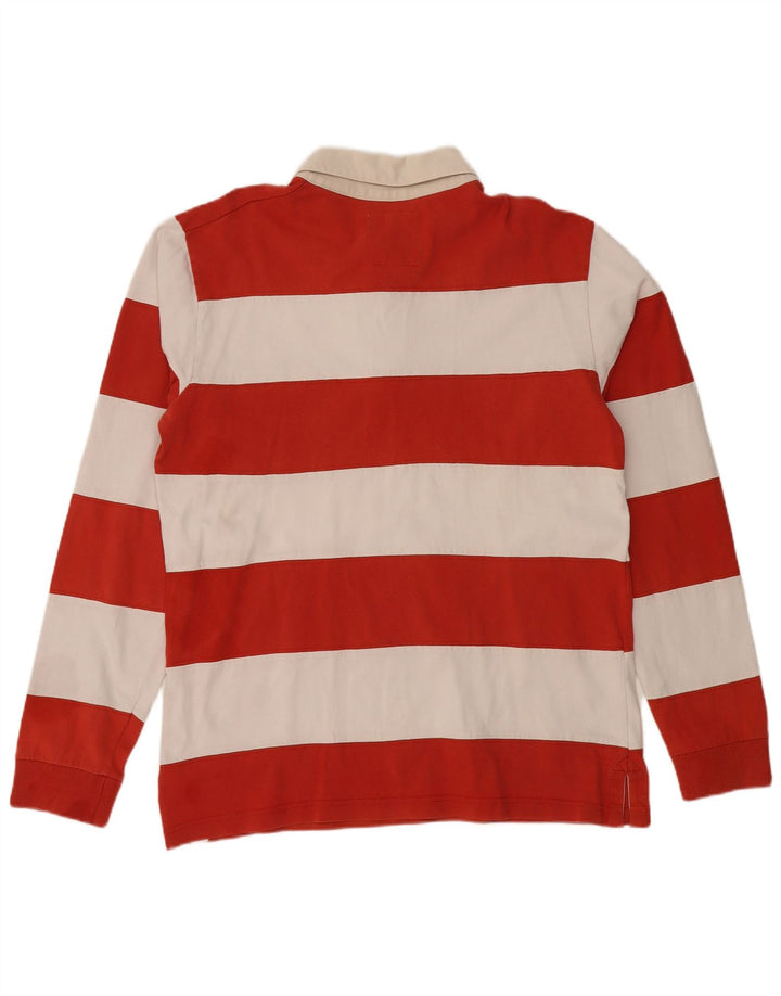 TIMBERLAND Mens Long Sleeve Rugby Polo Shirt Medium Red Striped