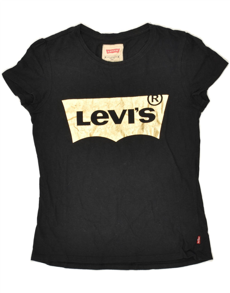 LEVI'S Girls Graphic T-Shirt Top 13-14 Years Black Cotton | Vintage Levi's | Thrift | Second-Hand Levi's | Used Clothing | Messina Hembry 