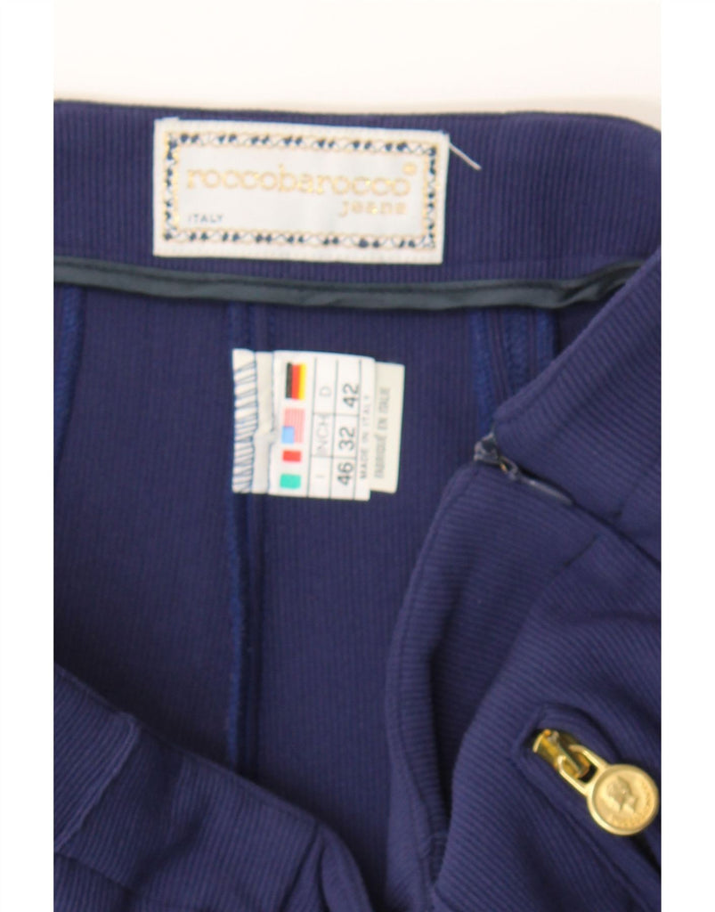 ROCCOBAROCCO Womens Skinny Cropped Trousers IT 46 Large W32 L26 Navy Blue Vintage Roccobarocco and Second-Hand Roccobarocco from Messina Hembry 
