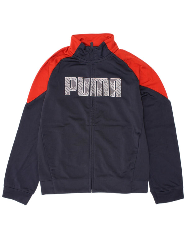 Puma Boys Graphic Tracksuit Top Jacket 9-10 Years Navy Blue Colourblock