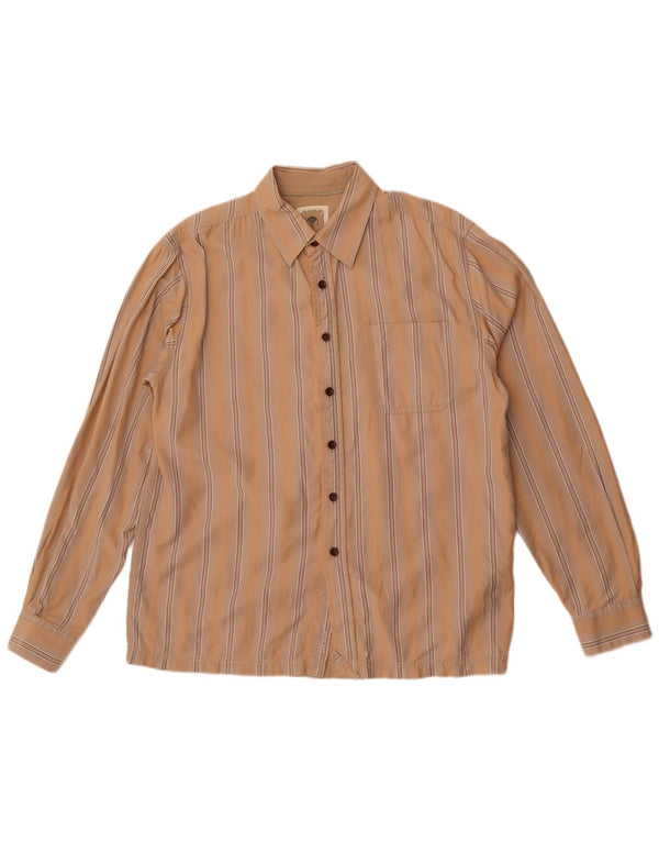 Fat Face Mens Shirt Medium Beige Striped Cotton