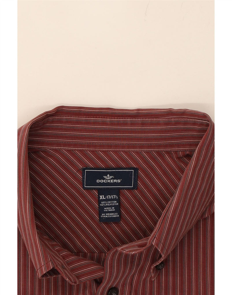 DOCKERS Mens Shirt Size 17 1/2 XL Burgundy Pinstripe Cotton Vintage Dockers and Second-Hand Dockers from Messina Hembry 