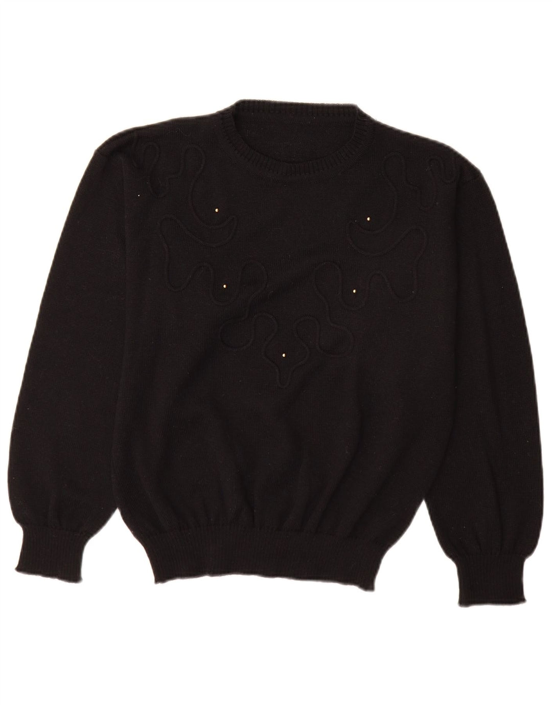 Vintage Womens Crew Neck Jumper Sweater EU 40 Medium Black Wool