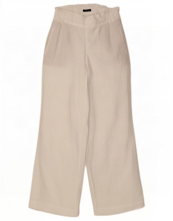 Marks & Spencer Womens Straight Casual Trousers UK 10 Small W27 L30 White