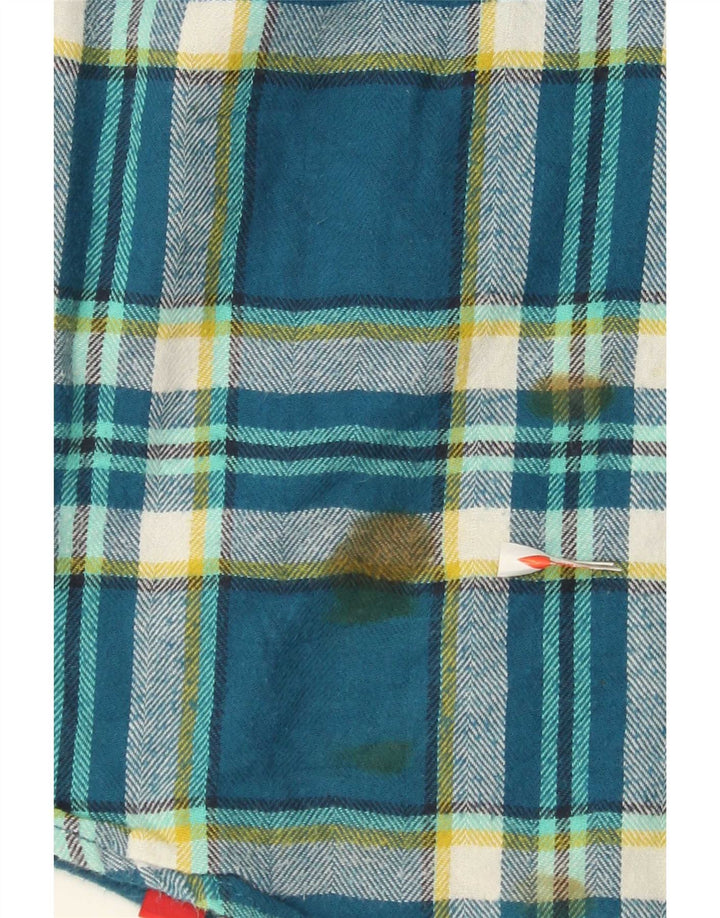 Dickies Womens Flannel Shirt UK 14 Medium Blue Plaid Cotton