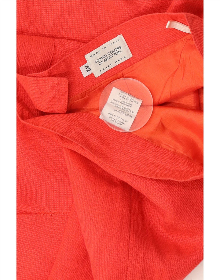 Benetton Womens Mini Pencil Skirt IT 42 Medium W26  Red Check Linen