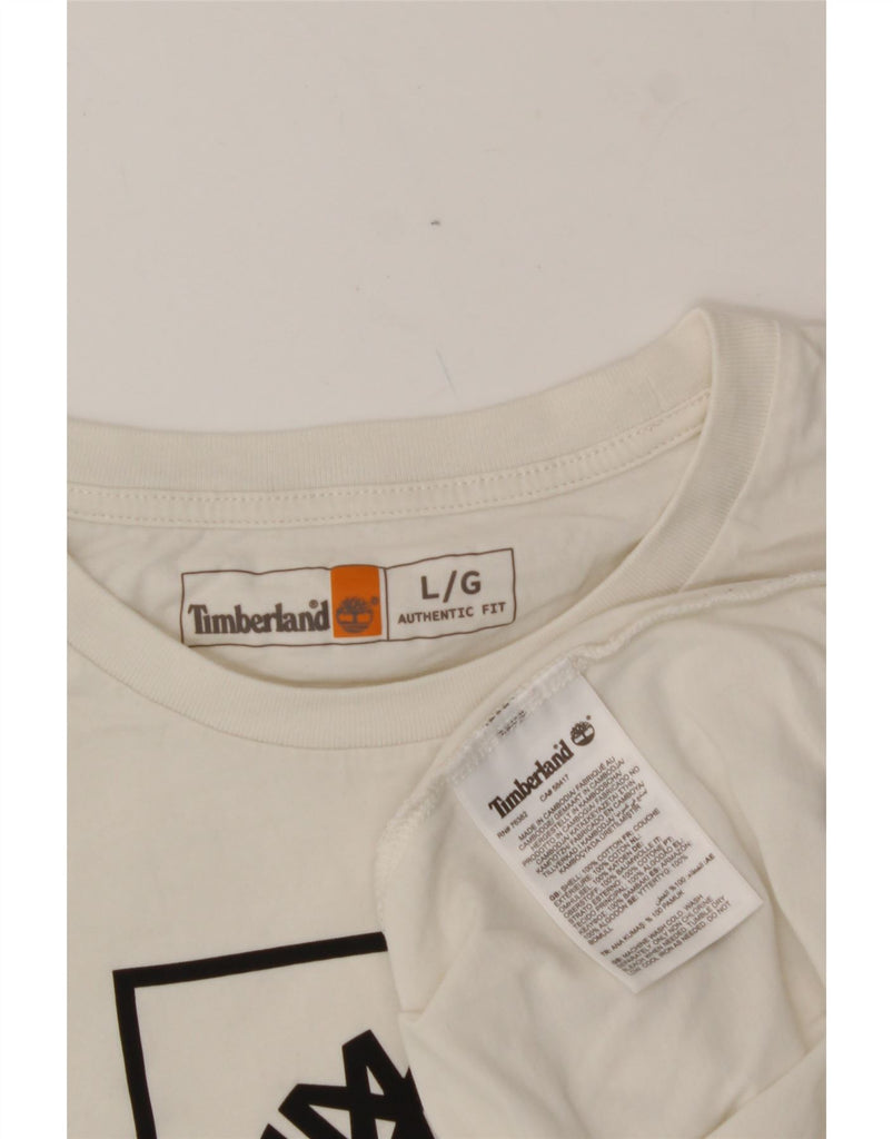 TIMBERLAND Mens Authentic Graphic T-Shirt Top Large White Cotton Vintage Timberland and Second-Hand Timberland from Messina Hembry 