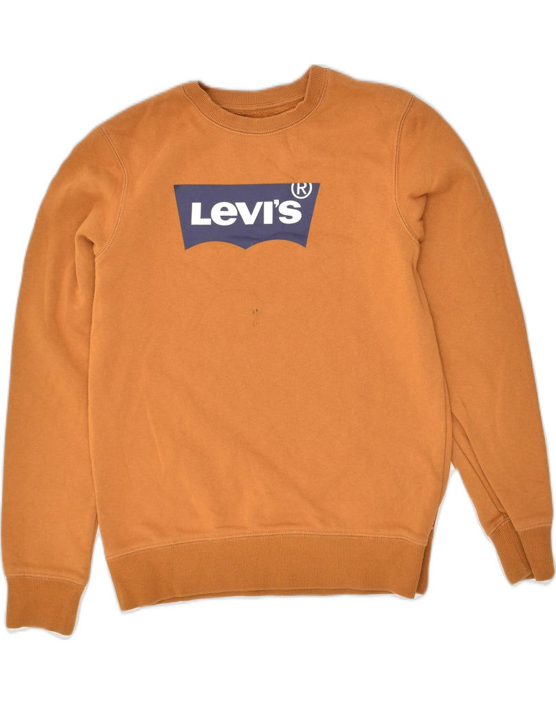 LEVI'S Boys Graphic Sweatshirt Jumper 13-14 Years Orange Cotton | Vintage Levi's | Thrift | Second-Hand Levi's | Used Clothing | Messina Hembry 