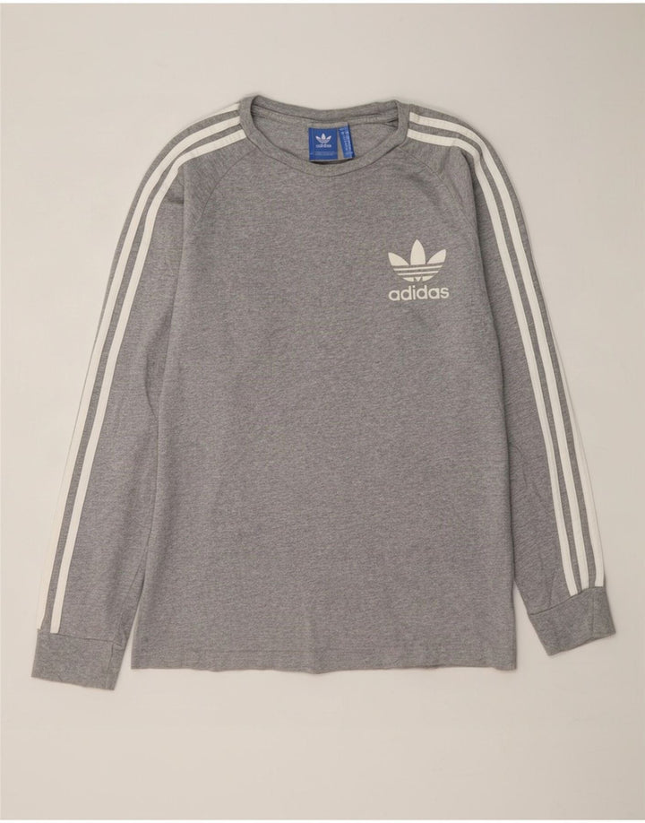 Adidas Mens Top Long Sleeve Medium Grey Flecked Cotton