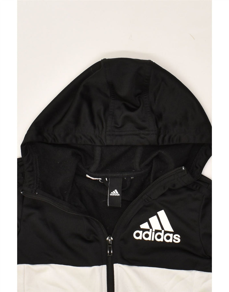 ADIDAS Boys Hooded Tracksuit Top Jacket 5-6 Years Black Colourblock | Vintage Adidas | Thrift | Second-Hand Adidas | Used Clothing | Messina Hembry 