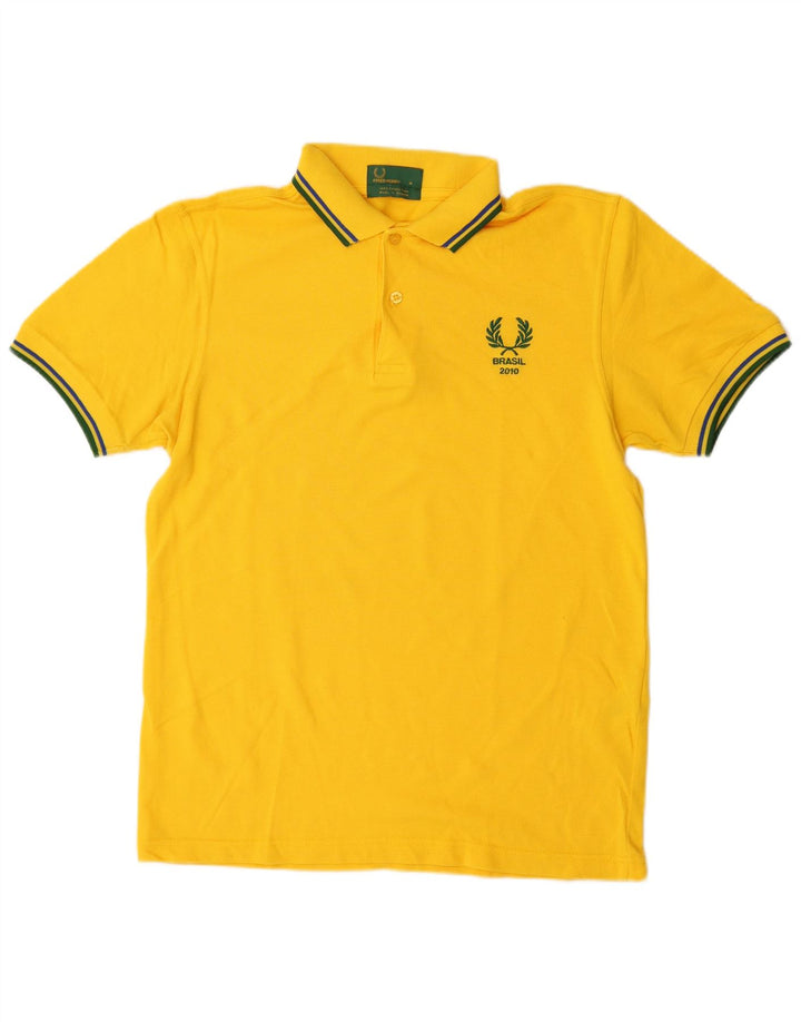 FRED PERRY Mens Polo Shirt Medium Yellow Cotton