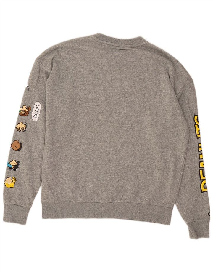 Converse Mens Peanuts Graphic Sweatshirt Jumper Medium Grey Cotton