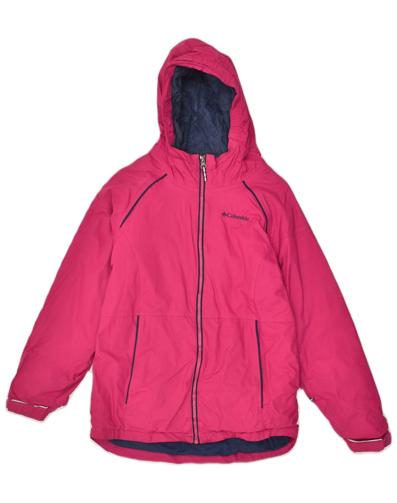 COLUMBIA Womens Hooded Windbreaker Jacket UK 16 Large Pink Nylon | Vintage Columbia | Thrift | Second-Hand Columbia | Used Clothing | Messina Hembry 