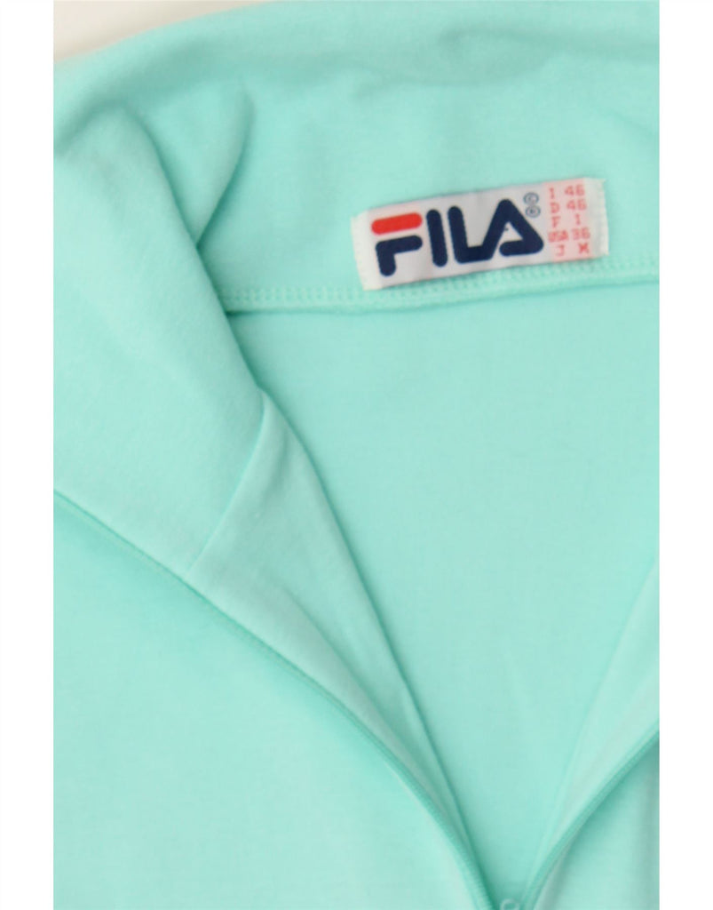 FILA Mens Zip Neck Top Long Sleeve IT 46 Small Turquoise Vintage Fila and Second-Hand Fila from Messina Hembry 