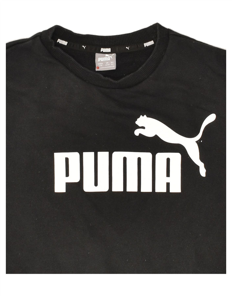 PUMA Boys Graphic Sweatshirt Jumper 13-14 Years Black Cotton | Vintage Puma | Thrift | Second-Hand Puma | Used Clothing | Messina Hembry 