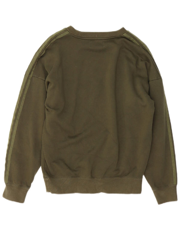 Adidas Womens Graphic Oversized Sweatshirt Jumper UK 10 Small Khaki Cotton