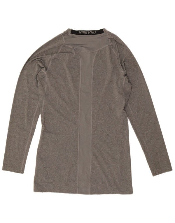 Nike Mens Dri Fit Top Long Sleeve Medium Grey Colourblock Polyester