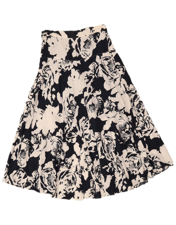 Vintage Womens Flared Skirt IT 40 Small W25  Black Floral Polyester