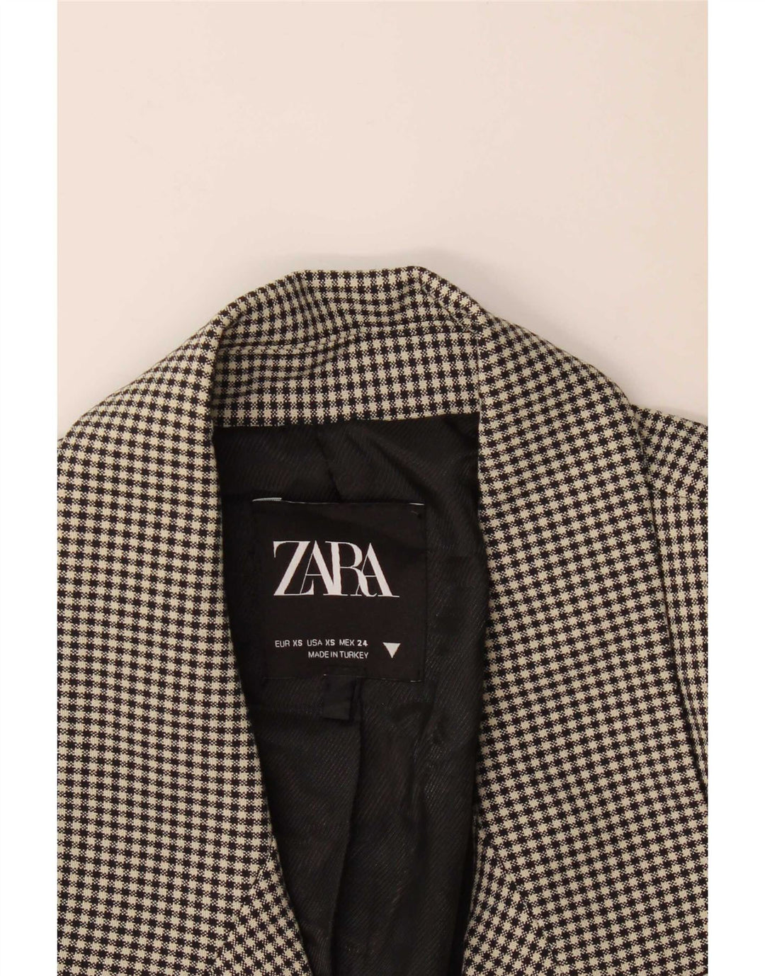 Zara Womens Double Breasted Blazer Jacket UK 6 XS Black Gingham