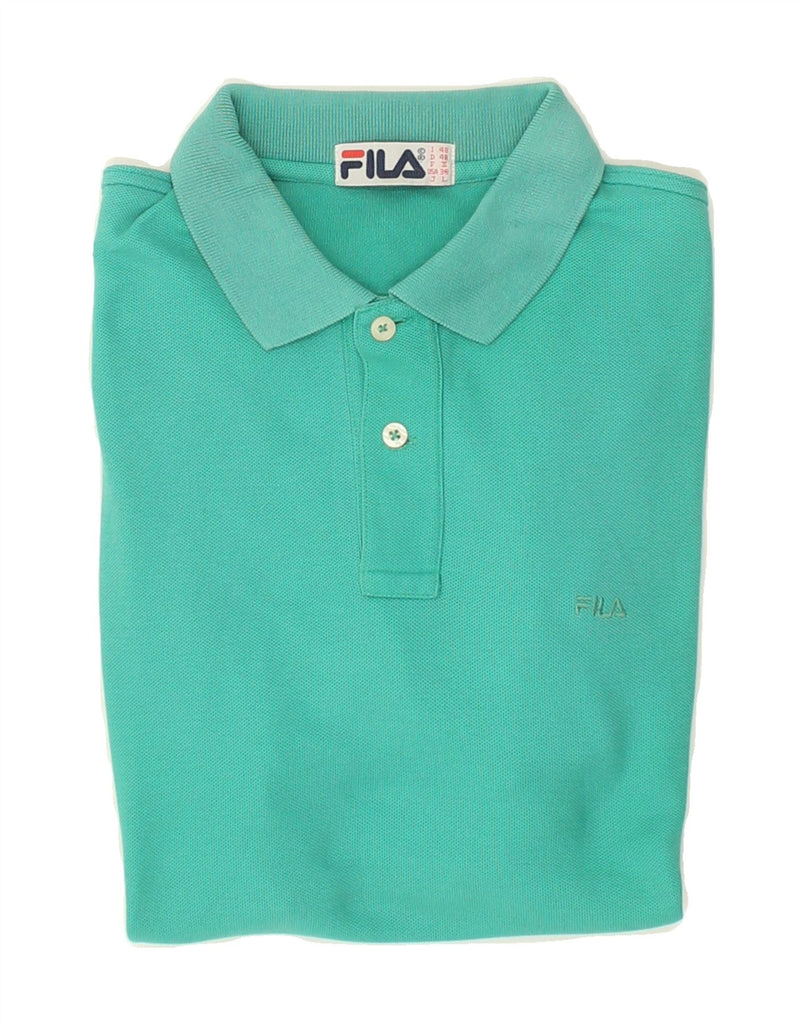 FILA Mens Polo Shirt Medium Blue Cotton | Vintage Fila | Thrift | Second-Hand Fila | Used Clothing | Messina Hembry 