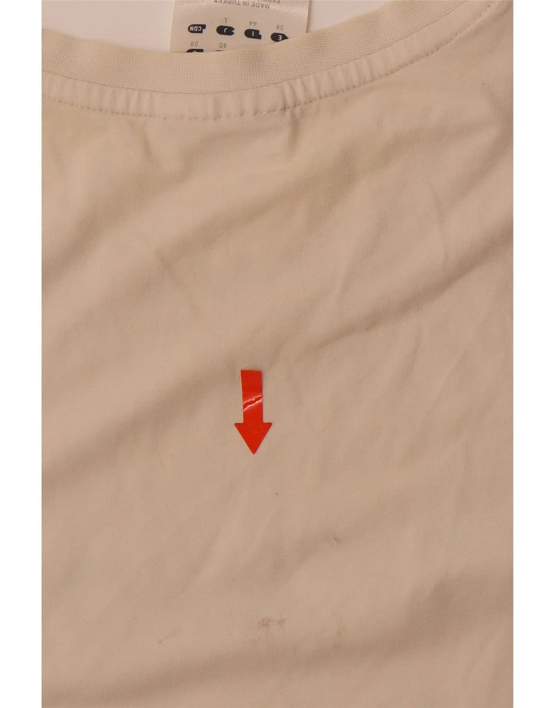 ADIDAS Womens Graphic T-Shirt Top UK 12 Medium Off White Cotton Vintage Adidas and Second-Hand Adidas from Messina Hembry 