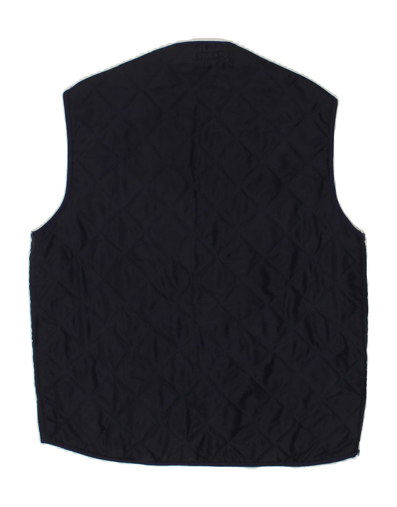 VINTAGE Mens Quilted Gilet UK 38 Medium Navy Blue Polyester Vintage Vintage and Second-Hand Vintage from Messina Hembry 