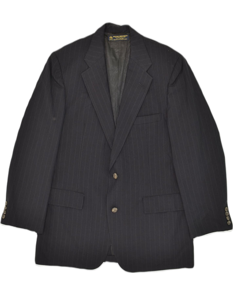 BROOKS BROTHERS Mens 2 Button Blazer Jacket UK 38 Medium Black Pinstripe | Vintage Brooks Brothers | Thrift | Second-Hand Brooks Brothers | Used Clothing | Messina Hembry 