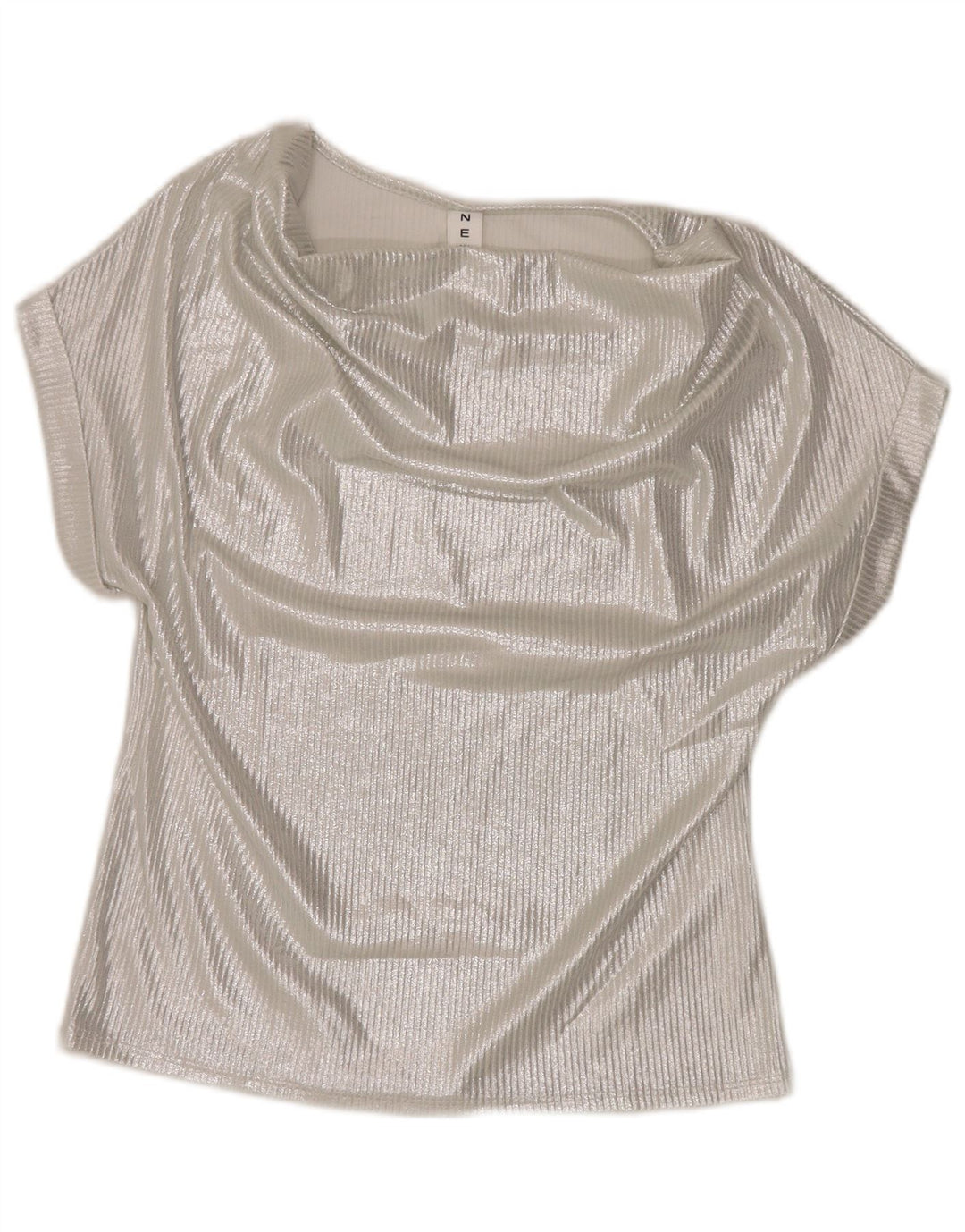 Vintage Womens Blouse Top UK 16 Large Silver Viscose