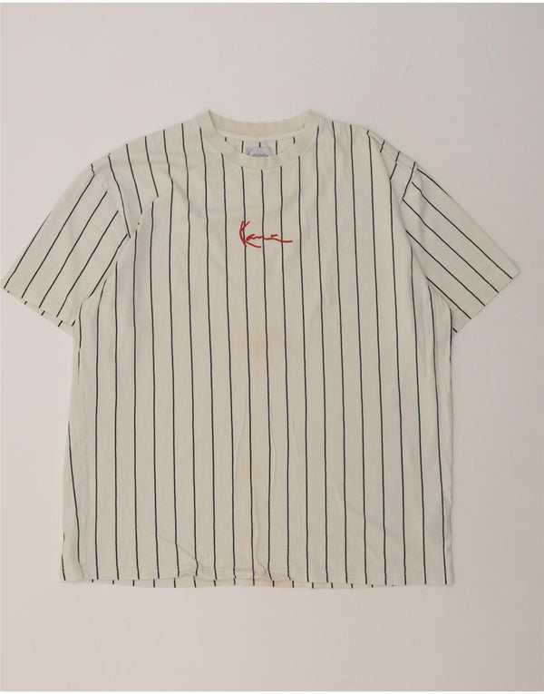 Karl Kani Mens Graphic T-Shirt Top XL White Pinstripe Cotton