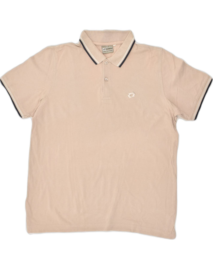 LOTTO Mens Polo Shirt Medium Beige Cotton | Vintage Lotto | Thrift | Second-Hand Lotto | Used Clothing | Messina Hembry 