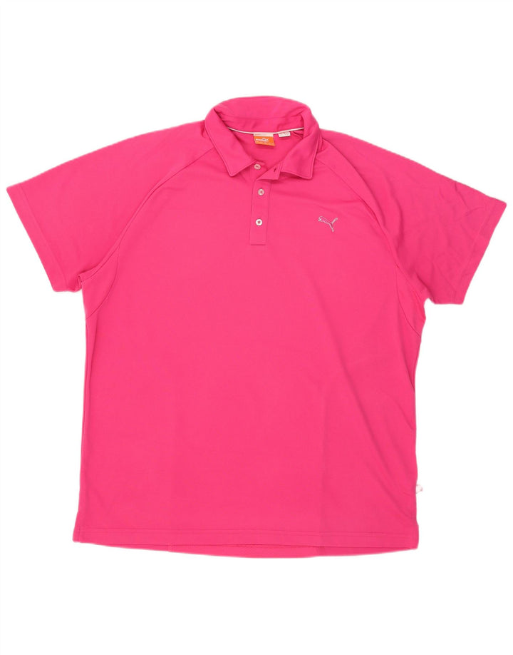 Puma Mens Polo Shirt XL Pink Polyester