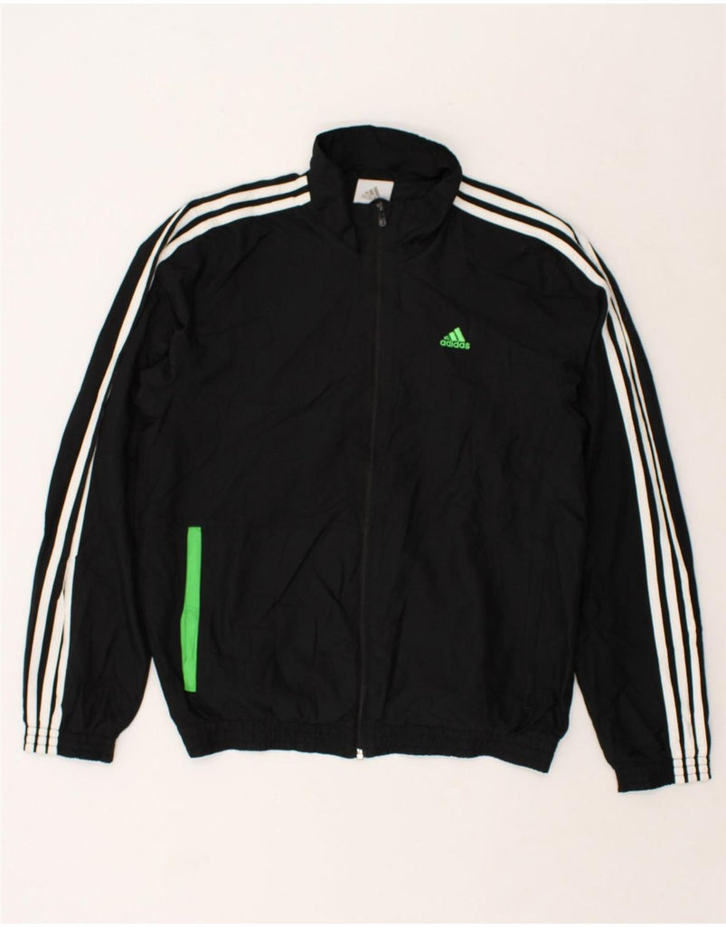 ADIDAS Mens Graphic Tracksuit Top Jacket Small Black Polyester | Vintage Adidas | Thrift | Second-Hand Adidas | Used Clothing | Messina Hembry 