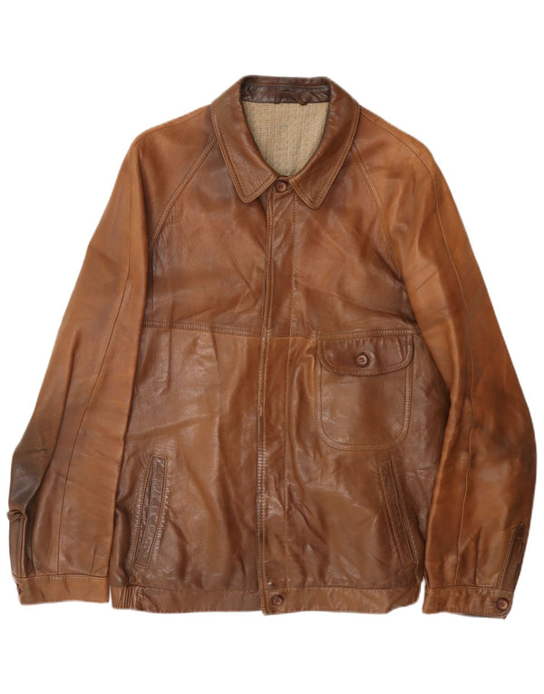 Christ Mens Leather Jacket UK 36 Small Brown