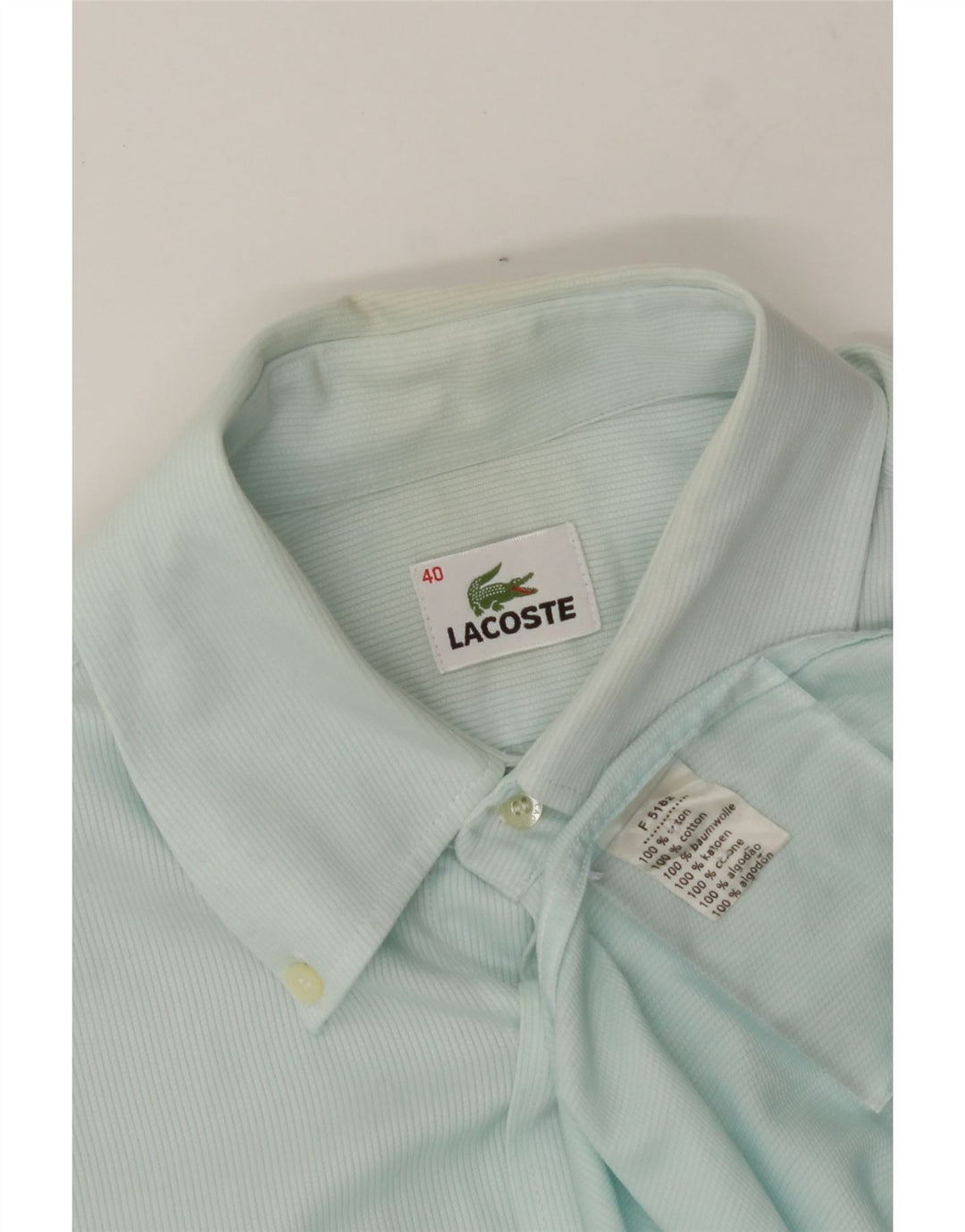 LACOSTE Mens Short Sleeve Shirt Size 40 Medium Blue Pinstripe Cotton Vintage Lacoste and Second-Hand Lacoste from Messina Hembry 