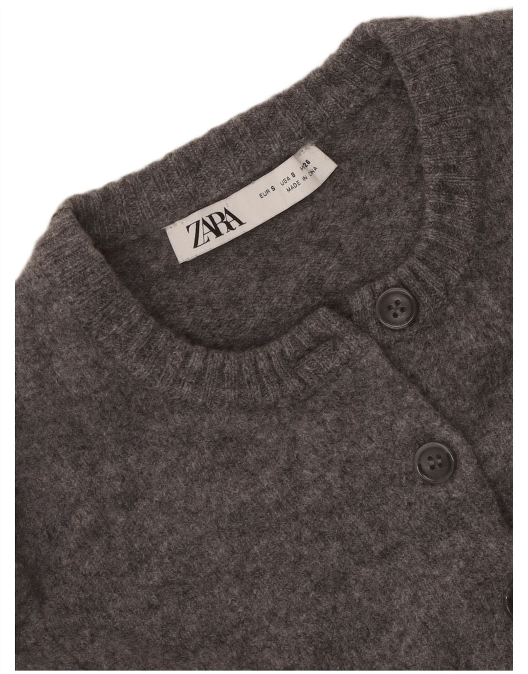 Zara Womens Crop Cardigan Sweater UK 10 Small Grey