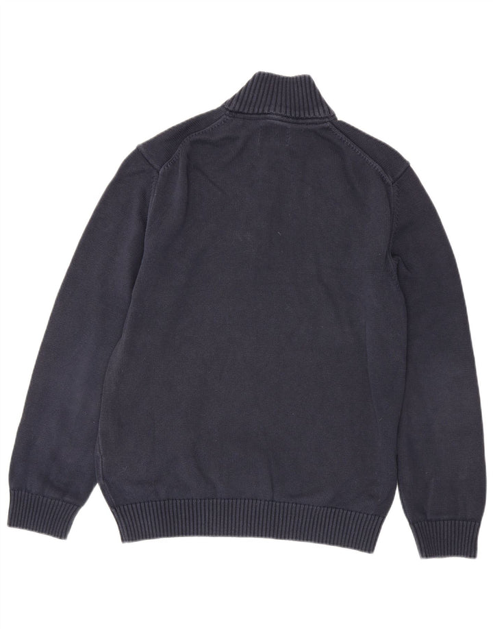 Gant Mens Zip Neck Jumper Sweater Large Navy Blue Cotton