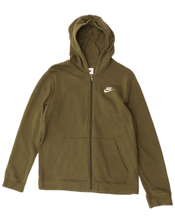 Nike Girls Zip Hoodie Sweater 13-14 Years XL Green Cotton Sports