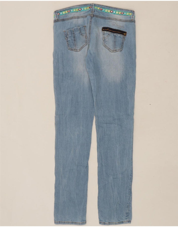 DESIGUAL Womens Straight Jeans W30 L33 Blue Floral Vintage Desigual and Second-Hand Desigual from Messina Hembry 