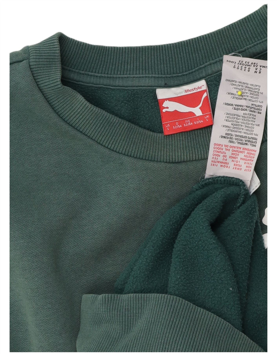 Puma Mens Graphic Sweatshirt Jumper Large Green Cotton