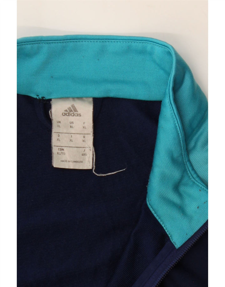 ADIDAS Mens Tracksuit Top Jacket XL Navy Blue Colourblock Polyester Vintage Adidas and Second-Hand Adidas from Messina Hembry 